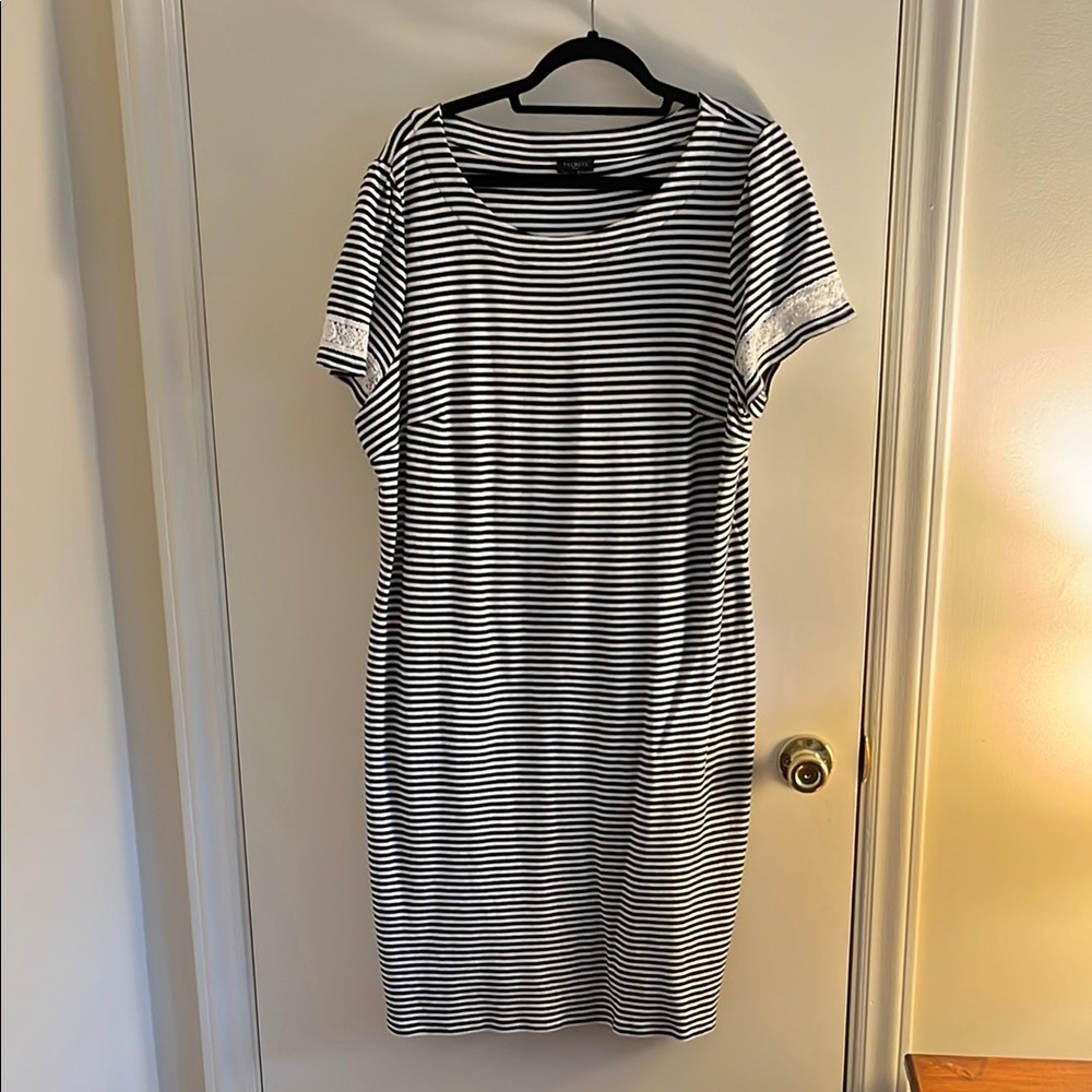 Talbots Black and White Striped Dress